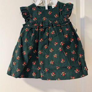 Carter's Green Floral Corduroy Baby Girl Dress - 2 Piece 3mo